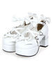 Talons blancs Chunky Lolita Shoes Square talons hauts cheville sangle arcs coeur forme boucles Déguisements Halloween