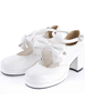 Talons Chunky blanche Sweet Lolita Chaussures Pony talons cheville sangle Bow Decor bout rond Déguisements Halloween