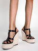 Talons compensés pour femmes Street Wear Sandales à bout fermé en cuir PU