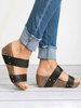 Talons compensés pour femmes Street Wear Sandales à bout ouvert en cuir PU