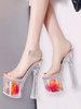 Talons hauts Bout carré Talon gobelet Chic Plateforme transparente Sandales sexy