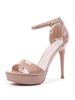 Talons hauts bride à la cheville bout ouvert talon aiguille strass chic talons bride à la cheville marron clair