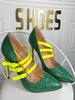 Talons hauts de grande taille pour femmes bout pointu talon aiguille mode talons Mary Jane vert foncé