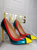 Talons hauts de grande taille pour femmes Cyan bleu bout pointu talon aiguille verni PU Lesather mode talons hauts