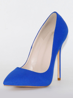 Talons hauts de la femme Slip-On pointu talon aiguille Stiletto Royal Blue pompes pour le bureau
