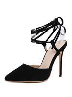 Talons hauts femme bout pointu talon aiguille chic noir sandales à bride cheville