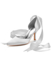 Talons hauts femme sangle de cheville bout pointu talon aiguille arcs chaussures de mariage en ivoire classique