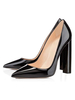 Talons hauts femme Slip-On bout pointu talon Chunky pompes sexy noir