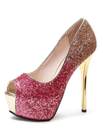 Talons hauts Femmes Plateforme Glitter Peep Toe Talon Aiguille Chaussures De Bal Chaussures De Soirée