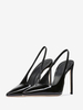 Talons hauts noirs femmes bout pointu Slingbacks chaussures habillées à talon aiguille