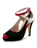 Talons hauts noirs femmes peep toe découpé pompes à bride à la cheville