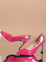 Talons Hauts Pour Femme Talon Aiguille Bout Pointu Cuir Verni Escarpins Rose Rouge