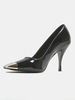 Talons hauts pour femmes Détails en métal Escarpins Chic Bout carré Talon aiguille Cuir verni
