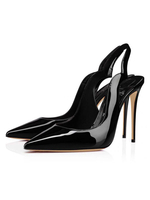 Talons hauts pour femmes Escarpins à talon aiguille Tige en cuir verni véritable