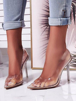 Talons hauts pour femmes Escarpins supérieurs en PVC à talon aiguille et bout pointu