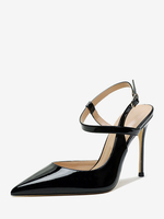 Talons hauts pour femmes Sandales à bout pointu noires Escarpins à bride arrière à talon aiguille
