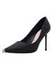 Talons Hauts Pour Femmes Talon Aiguille Bout Pointu Polyester Supérieur Escarpins Noirs