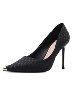 Talons Hauts Pour Femmes Talon Aiguille Bout Pointu Polyester Supérieur Escarpins Noirs