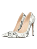 Talons hauts pour femmes talon aiguille PU cuir sans lacet pompes blanches