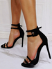 Talons hauts sandales sexy sandales noires micro en daim supérieur orteil talon talon talon talon aiguille