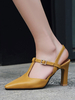 Talons hauts Slip-on Bout pointu Talon gobelet Élégant Jaune Sling Back Chaussures à talons hauts pour femmes