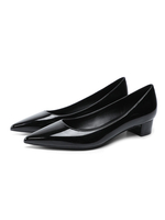 Talons mi-bas Bout pointu classique Talon épais Slip-On Talons noirs élégants