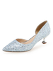 Talons mi-bas de femmes simple bout pointu Slip-On Paillettes Pompes & talons