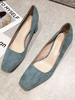 Talons mi-bas pour femme Bout carré chic Talon bottier Teal Élégant Escarpins Talons