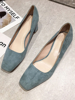 Talons mi-bas pour femme Bout carré chic Talon bottier Teal Élégant Escarpins Talons