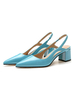 Talons mi-bas pour femme Chic bout pointu Chunky Heel Slip-On Glamorous Blue Slingback Heels