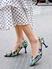 Talons mi-bas pour femmes Chic Bout pointu Talon gobelet Slip-On Escarpins Talons