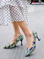 Talons mi-bas pour femmes Chic Bout pointu Talon gobelet Slip-On Escarpins Talons