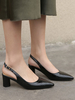 Talons mi-bas pour les femmes Bout pointu simple Talon Chunky Slip-On Élégant Escarpins noirs Talons