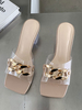 Talons Mule Femme Strass PVC Upper Square Toe Mules Talon Chunky