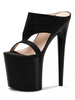 Talons mules noirs bout ouvert talon cône découpé en cuir PU talon sexy mules