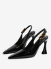 Talons slingback pour femmes boutons talon de forme spéciale chaussures habillées noires