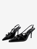 Talons slingback pour femmes escarpins noirs à bout pointu avec boucle et talon aiguille