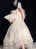 Tea Party Style Lolita Jsk Robe Blanc Sans manches Polyester Lolita Jumpe Jumper Jumper