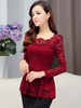 Tee-shirt 2021 Peplum Pintuck haut à dentelle Blouse manches longues