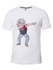 Tee shirt mode en coton blanc imprimé fleuri col rond manches courtes