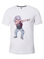 Tee shirt mode en coton blanc imprimé fleuri col rond manches courtes