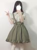 Tenue classique Lolita - Jupe-pull à volants et nœud vert avec chemisier en mousseline à manches courtes