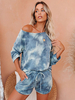Tenue dintérieur pour femme 2 pièces bleu à manches longues col bijou polyester coton tenue dimpression 3D