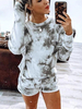 Tenue dintérieur pour femme 2 pièces gris foncé à manches longues en coton polyester