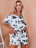 Tenue dintérieur pour femme 2 pièces noir demi-manches en coton polyester