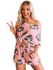 Tenue dintérieur pour femme 2 pièces rose à manches longues en coton polyester