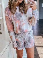 Tenue dintérieur pour femme 2 pièces rose à manches longues en polyester et coton