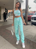 Tenue dintérieur pour femme 2 pièces vert à manches longues en coton polyester