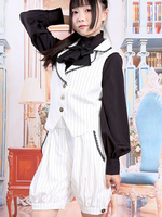 Tenue de lolita classique en popeline unicolore plissée col V sans manches Déguisements Halloween