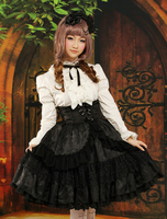 Tenue de Lolita douce gothique en coton jacquard manches longues Déguisements Halloween